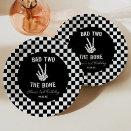 Plato De Papel Bad Two The Bone Skeleton Segundo Fiesta de Cumple