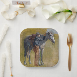 Plato De Papel Badlands estadounidenses: Vaquero del viejo oeste