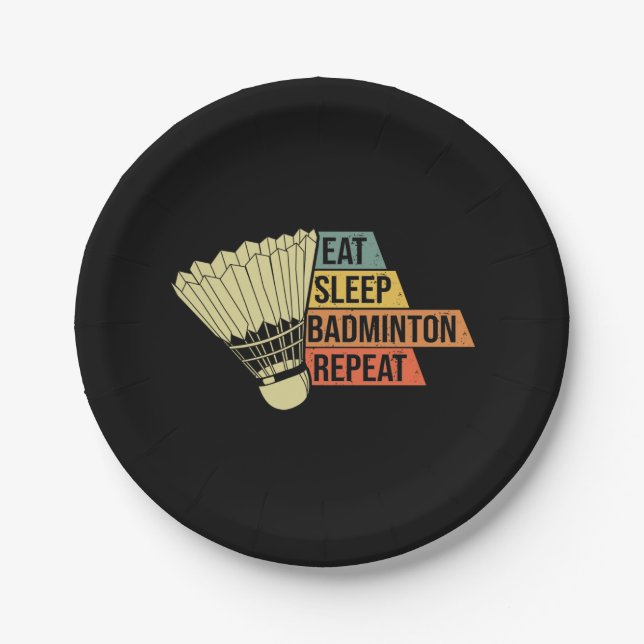 Plato De Papel Badminton Retro Vintage (Anverso)