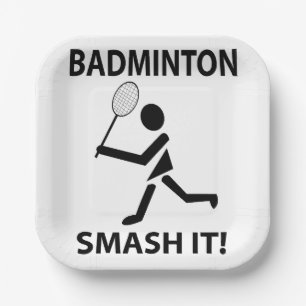 Plato De Papel Badminton Smash It Sports Player Fiesta Badminton