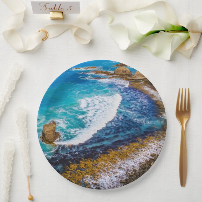 Plato De Papel Bahía Roaring En Punto Nugget (Boda)