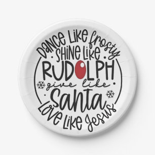 Plato De Papel Baila como Frosty Brilla como Rudolph Navidad