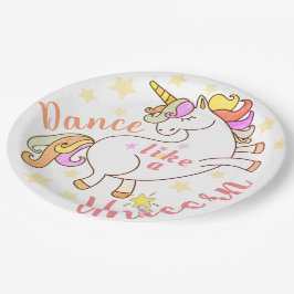Plato De Papel Baila como un Unicornio Divertido y Lindo