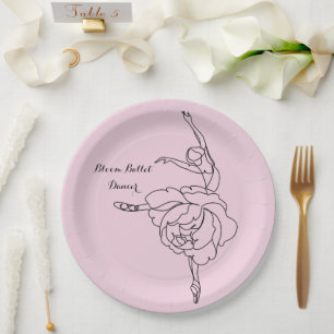 Plato De Papel Bailarín de ballet con toque floral personalizado