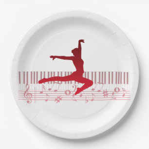 Plato De Papel Bailarina de ballet en un teclado