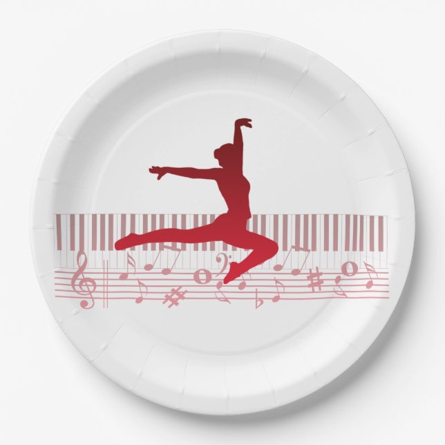 Plato De Papel Bailarina de ballet en un teclado (Anverso)
