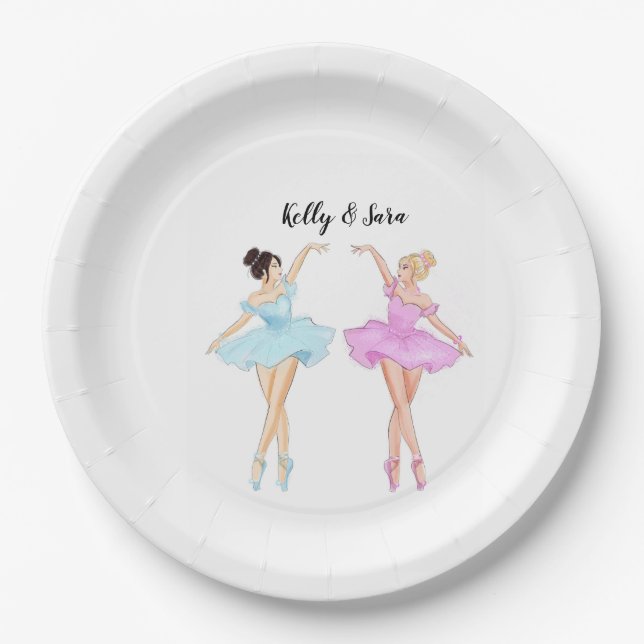 Plato De Papel bailarina de belle, chicas gemelos (Anverso)