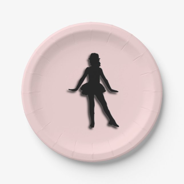 Plato De Papel Bailarina de tap dance rosa (Anverso)