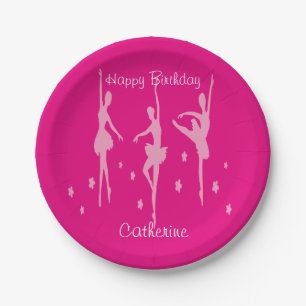 Plato De Papel Bailarinas de ballet rosa Personalizado Placas de 