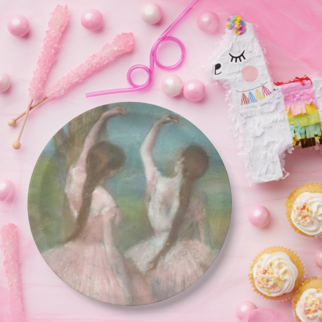 Plato De Papel Bailarinas en rosa Edgar Degas (Fiesta)