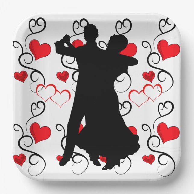 Plato De Papel Bailarines de salón de baile (Anverso)