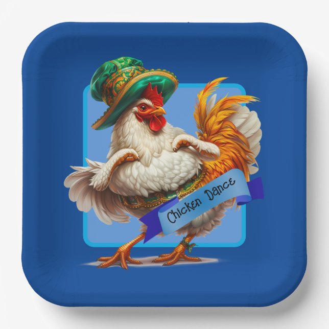 Plato De Papel Baile de Pollo de Oktoberfest (Anverso)