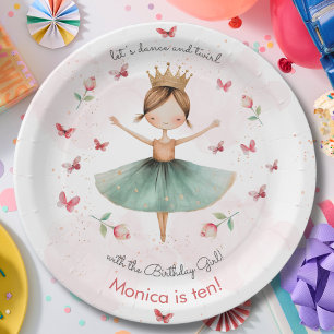 Plato De Papel Baile y gira hermosa bailarina de ballet cumpleaño