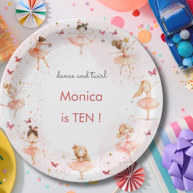 Plato De Papel Baile y gira la hermosa bailarina de ballet cumple (Subido por el creador)