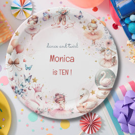 Plato De Papel Baile y giro lindo cumpleaños de ballet de niña ba