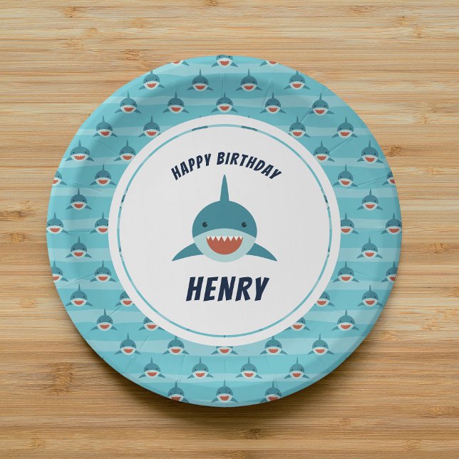 Plato De Papel Bait de tiburón | Fiesta de cumpleaños personaliza (Subido por el creador)