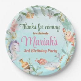 Plato De Papel Bajo el agua del mar Cumpleaños