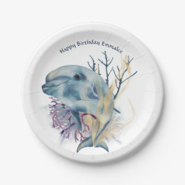 Plato De Papel Bajo el agua del mar Dolphin Cute Birthday