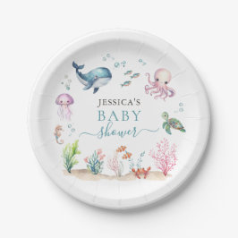 Plato De Papel Bajo el agua del mar Ocean Animals Baby Shower