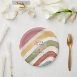 Plato De Papel Bajo el arcoiris Boho Baby Shower
