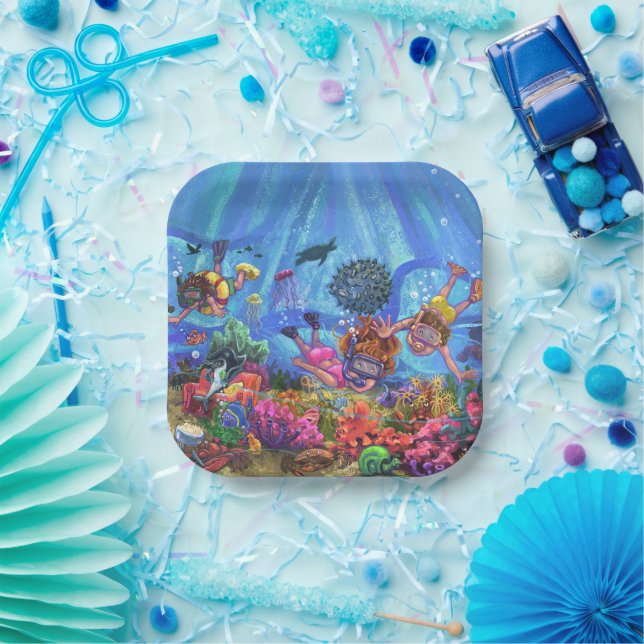 Plato De Papel Bajo el Mar (Fiesta)