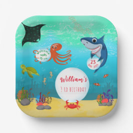 Plato De Papel Bajo el mar Animales Fiesta de Cumpleaños de la Bu