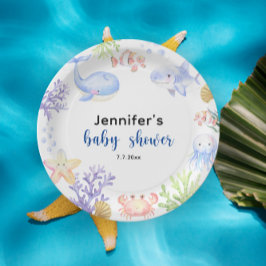 Plato De Papel Bajo el mar Baby Shower Ocean Animals