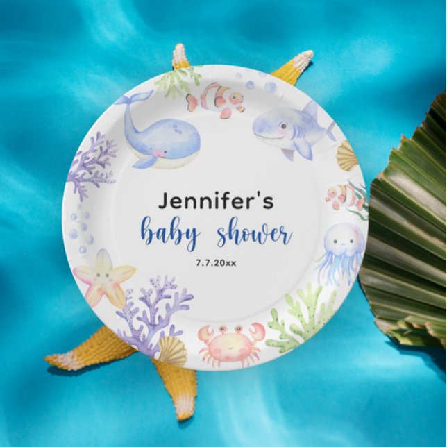 Plato De Papel Bajo el mar Baby Shower Ocean Animals (Subido por el creador)