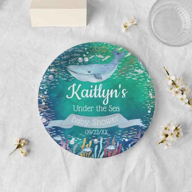 Plato De Papel Bajo el mar | Baby Shower Temático Oceánico (Subido por el creador)