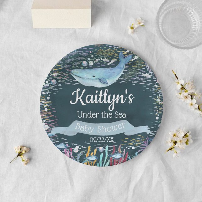 Plato De Papel Bajo el mar | Baby Shower Temático Oceánico (Subido por el creador)
