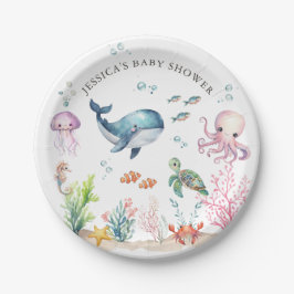 Plato De Papel Bajo el mar Colorido Ocean Animals Baby Shower