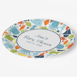 Plato De Papel Bajo el mar, criaturas marinas, Personalizado náut