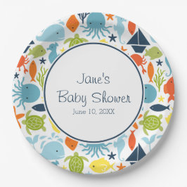 Plato De Papel Bajo el mar, criaturas marinas, Personalizado náut