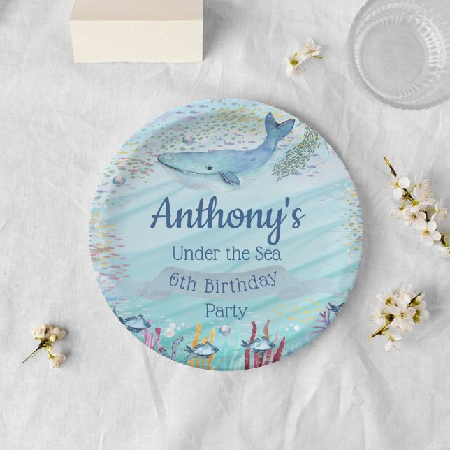 Plato De Papel Bajo el mar Cualquier Cumpleaños De Edad (Subido por el creador)