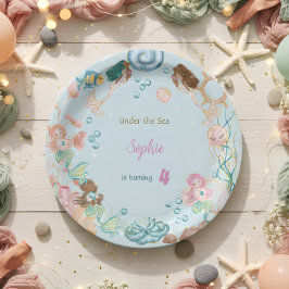 Plato De Papel Bajo el mar cumpleaños de las Sirenas