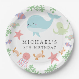 Plato De Papel Bajo el mar Cumpleaños Playa Cute Kawaii Ocean
