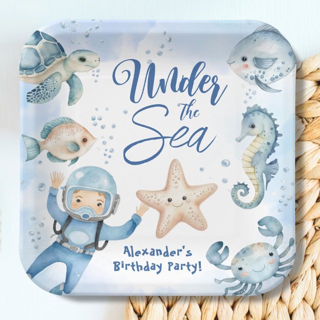 Plato De Papel ¡Bajo El Mar! Fiesta de cumpleaños del océano azul (Subido por el creador)