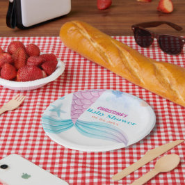 Plato De Papel Bajo el mar Mermaid fiesta de ducha para bebé