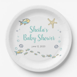Plato De Papel Bajo el mar, pescado y marisco estelar Baby Shower