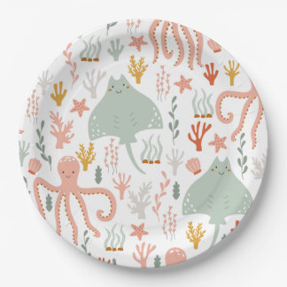 Plato De Papel Bajo el mar | Placas Fiestas