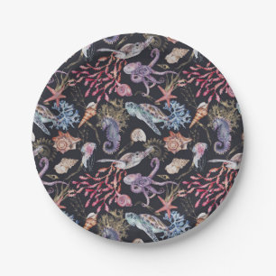 Plato De Papel Bajo el mar Seashells Mares cabalga mar Starfish