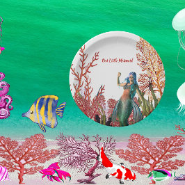 Plato De Papel Bajo el Mar Sirenita Tropical Coral Reef Cumpleaño