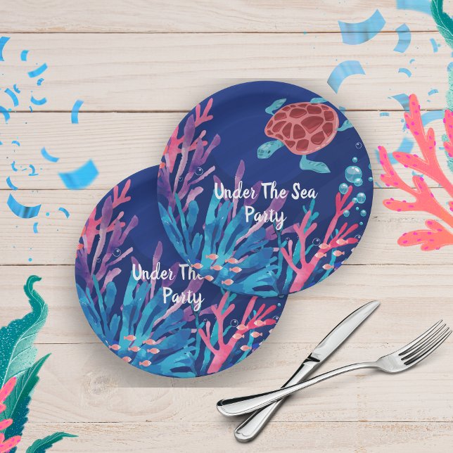 Plato De Papel Bajo el Océano Marítimo Primer Bebé Cumpleaños (Subido por el creador)