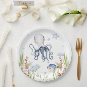 Plato De Papel Bajo la decoración del Fiesta marino, cumpleaños d