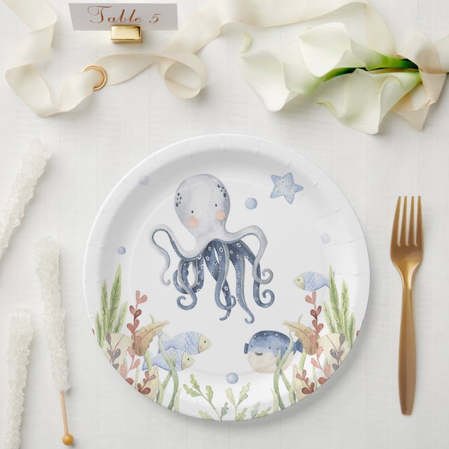 Plato De Papel Bajo la decoración del Fiesta marino, cumpleaños d (Boda)