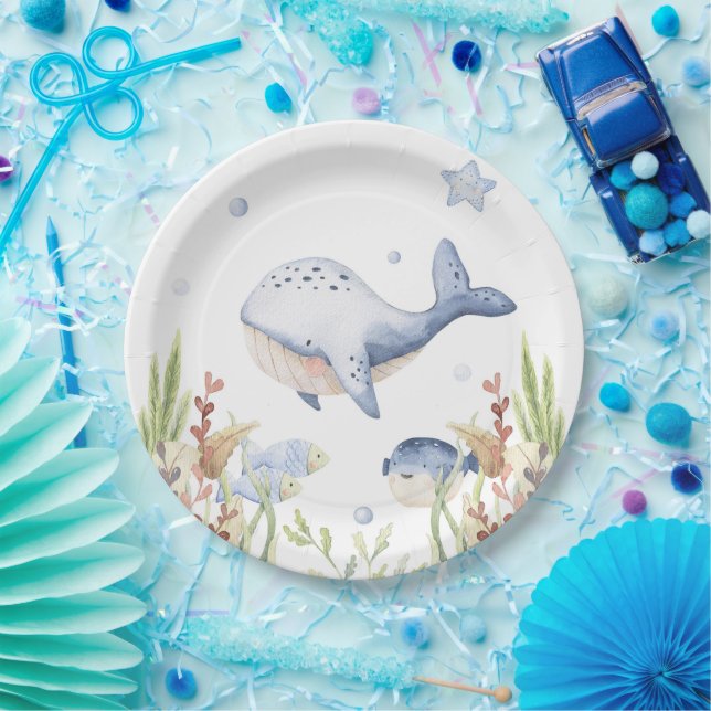 Plato De Papel Bajo la decoración del Fiesta marino, cumpleaños d (Fiesta)