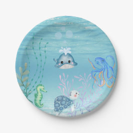 Plato De Papel Bajo la ducha de bebé del océano Invitación