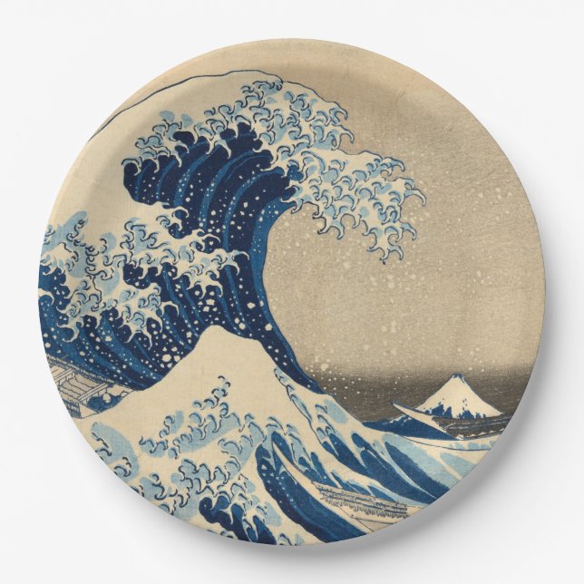 Plato De Papel Bajo la ola de Kanagawa, de Katsushika Hokusai (Anverso)