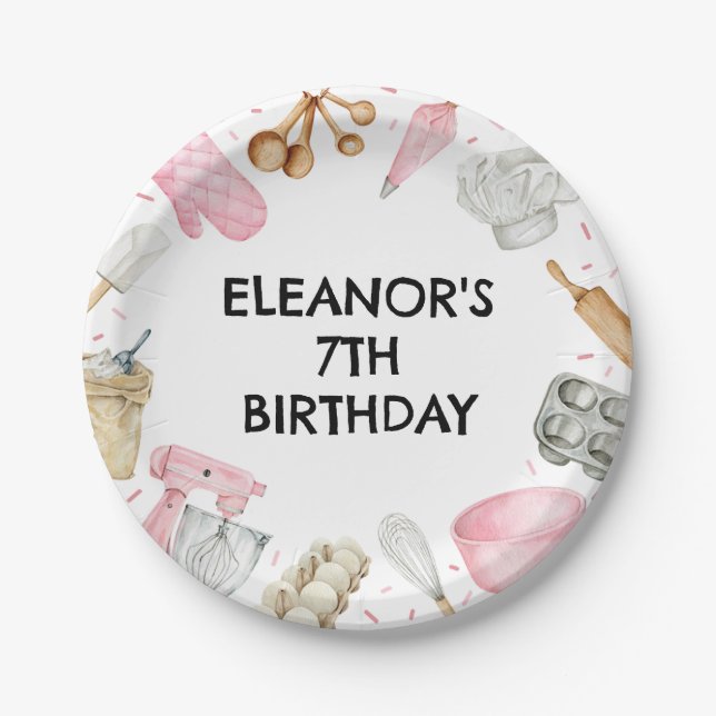 Plato De Papel Baking Cupakes Decorador Cumpleaños (Anverso)