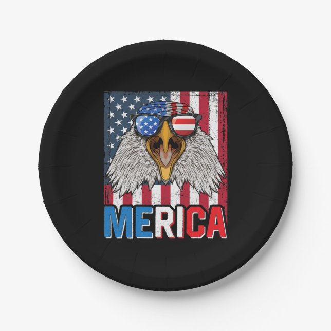 Plato De Papel Bald Eagle Merica 4 de Julio (Anverso)
